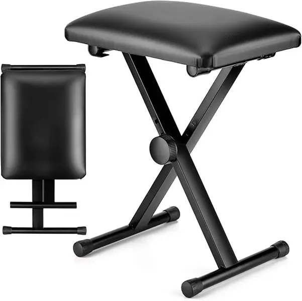 STOOL KEYBOARD BENCH BLACK PADDED SEAT CUSHION CHAIR ADJUSTABLE HEIGHT Bench Padded Keyboard Stool Chair Seat