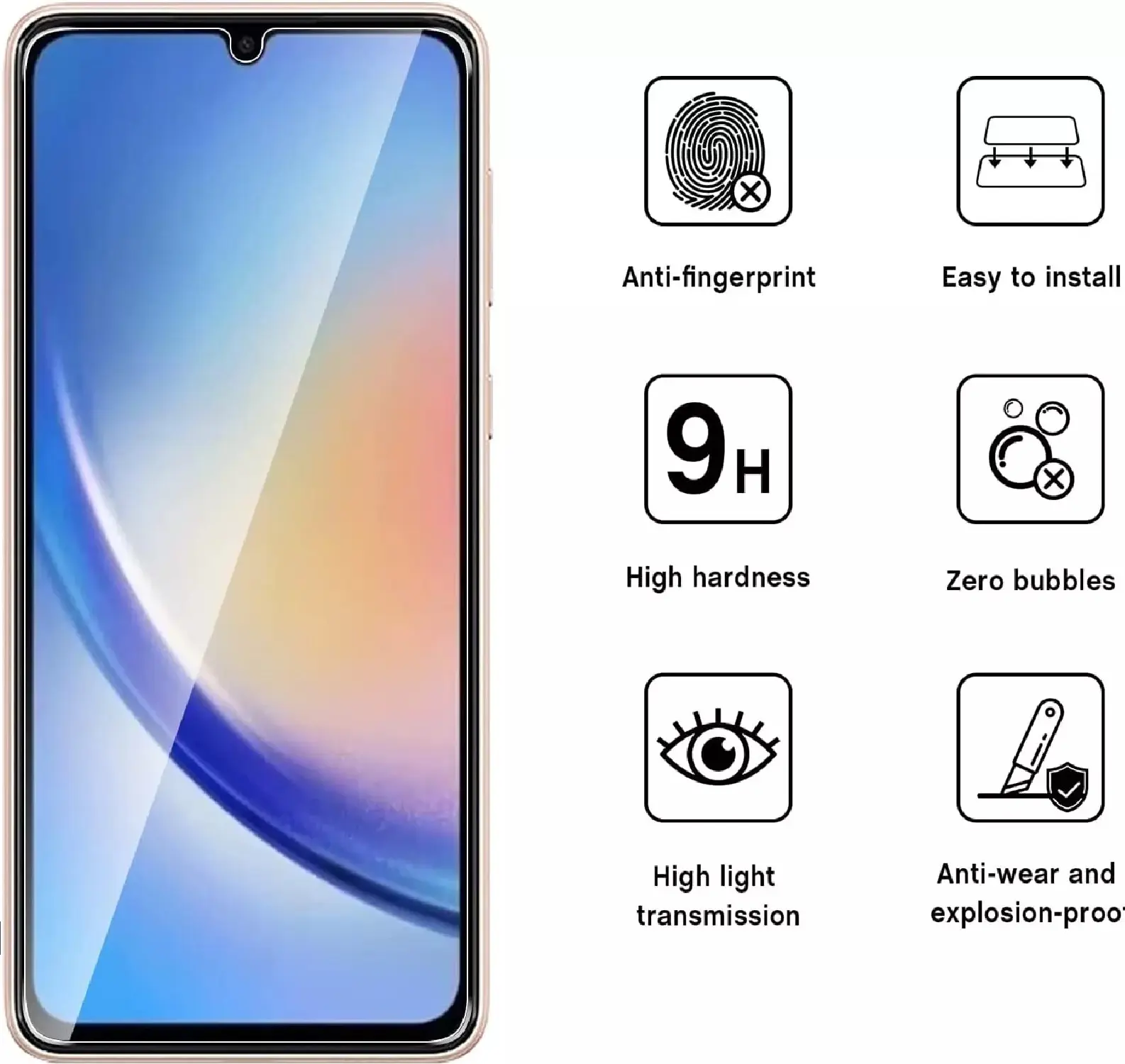 Screen Protector For Samsung Galaxy A34/A54/A14/A13/A25/A15/A16 A05 Glass