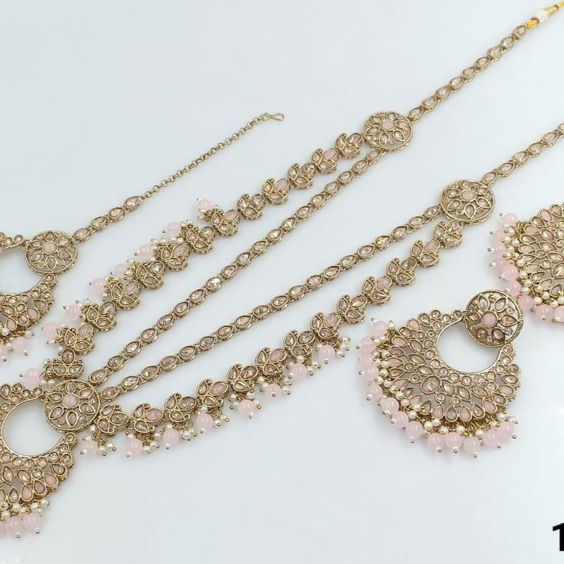 Beautiful Reverse Ad Long Mala Necklace with Tikka and earrings 8