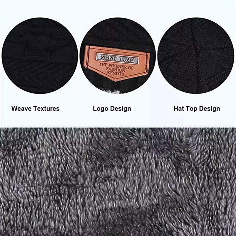 Hat Scarf Set Neck Cover Winter Warm Fleece Knitted Thick Ski Cap 6