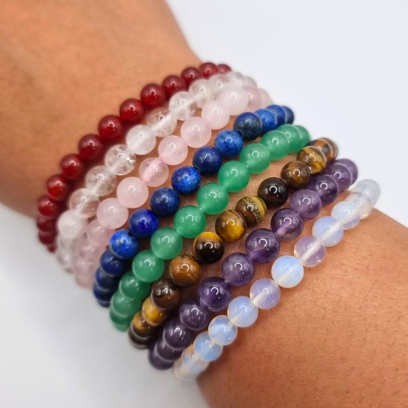 Natural Crystal Bracelet approx. 7". Healing Crystals. Gemstone Bead Bracelet . Stretch Bracelet. bracelets 0