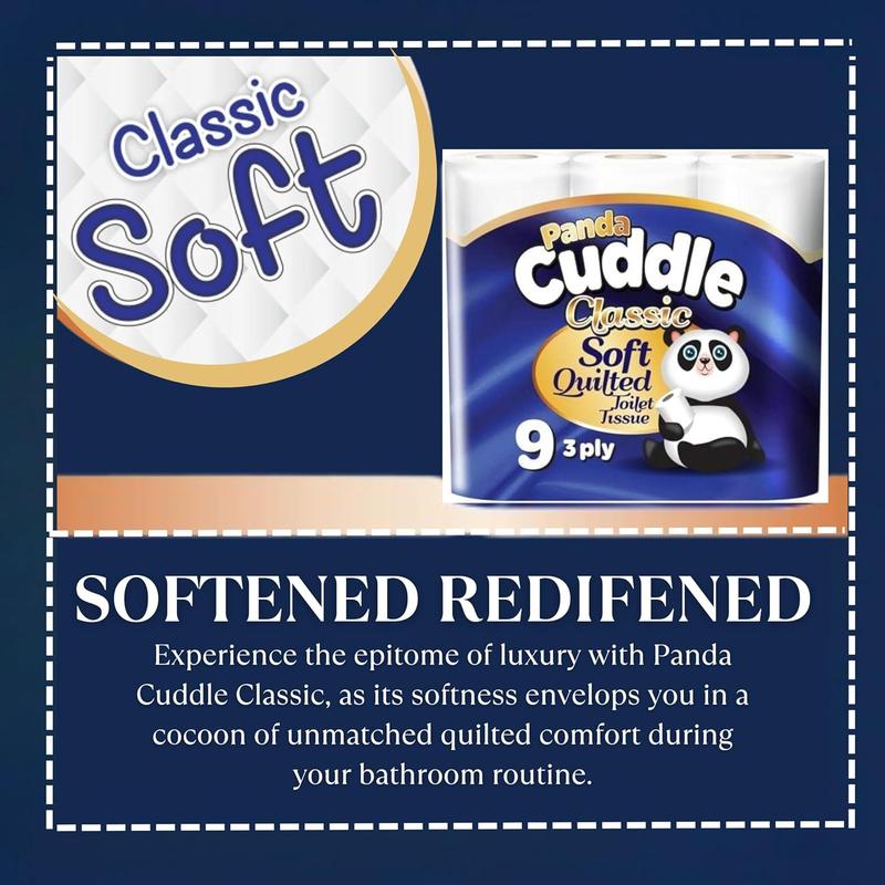 45 / 90 / 135 Panda Classic / Aloe Vera / Lemon Scented Fragranced Soft Quilted Gentile Toilet Tissue Paper Rolls 3 Ply Embossed Loo Roll Bathroom Paper Super Thick 200 Sheets Value Family Bundle Pack Personal Wall 1