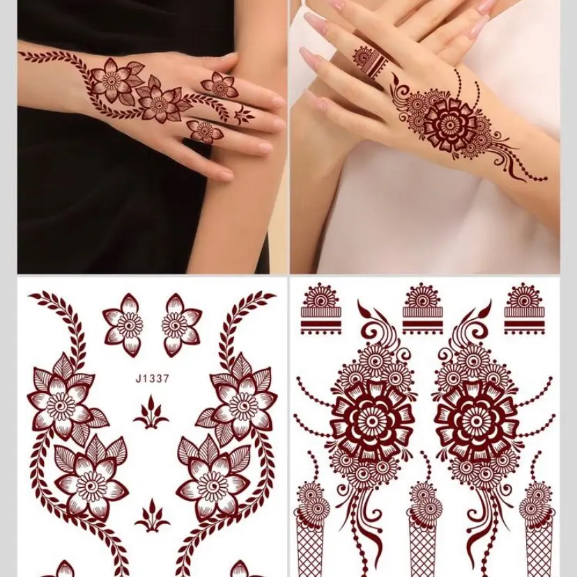 2 sheets flower pattern temporary henna/mehendi stickers for hand