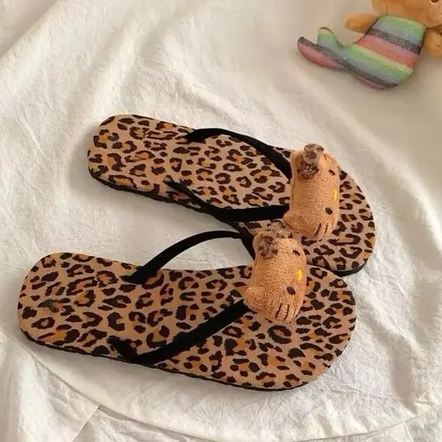 Hello Kitty kawaii cheetah leopard print cute aesthetic y2k flip flops sandals slides sliders for women 8