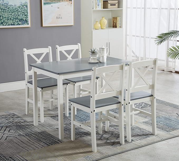 mcc direct Classic Solid Wooden Dining Table and 4 Chairs Set Kitchen Home 0
