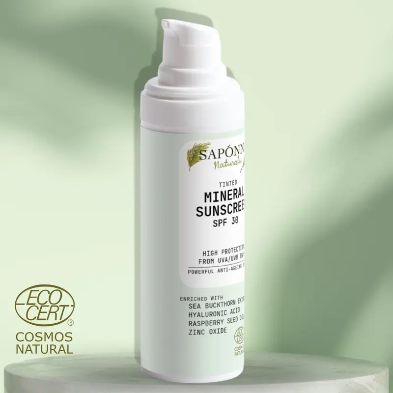 Certified Natural Tinted Mineral Sunscreen SPF30 | Organic | Broad Spectrum UVA & UVB | Brightens & Protects | with Hyaluronic Acid, Sea Buckthorn Extract, Raspberry Seed Oil & Vitamin C | Mineral Sunscreen Facial Skincare - Sapónne 3