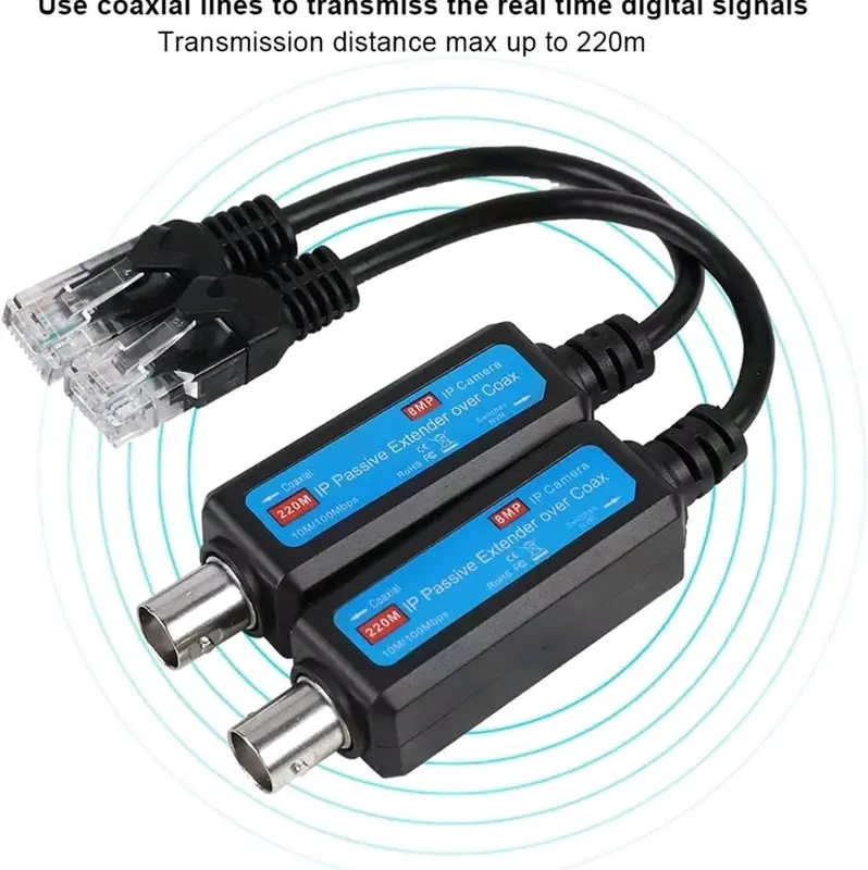 Camera accessories IP Network Transmitter, IP Passive Extender Ethernet Over Coax, 10/100Mbps 3