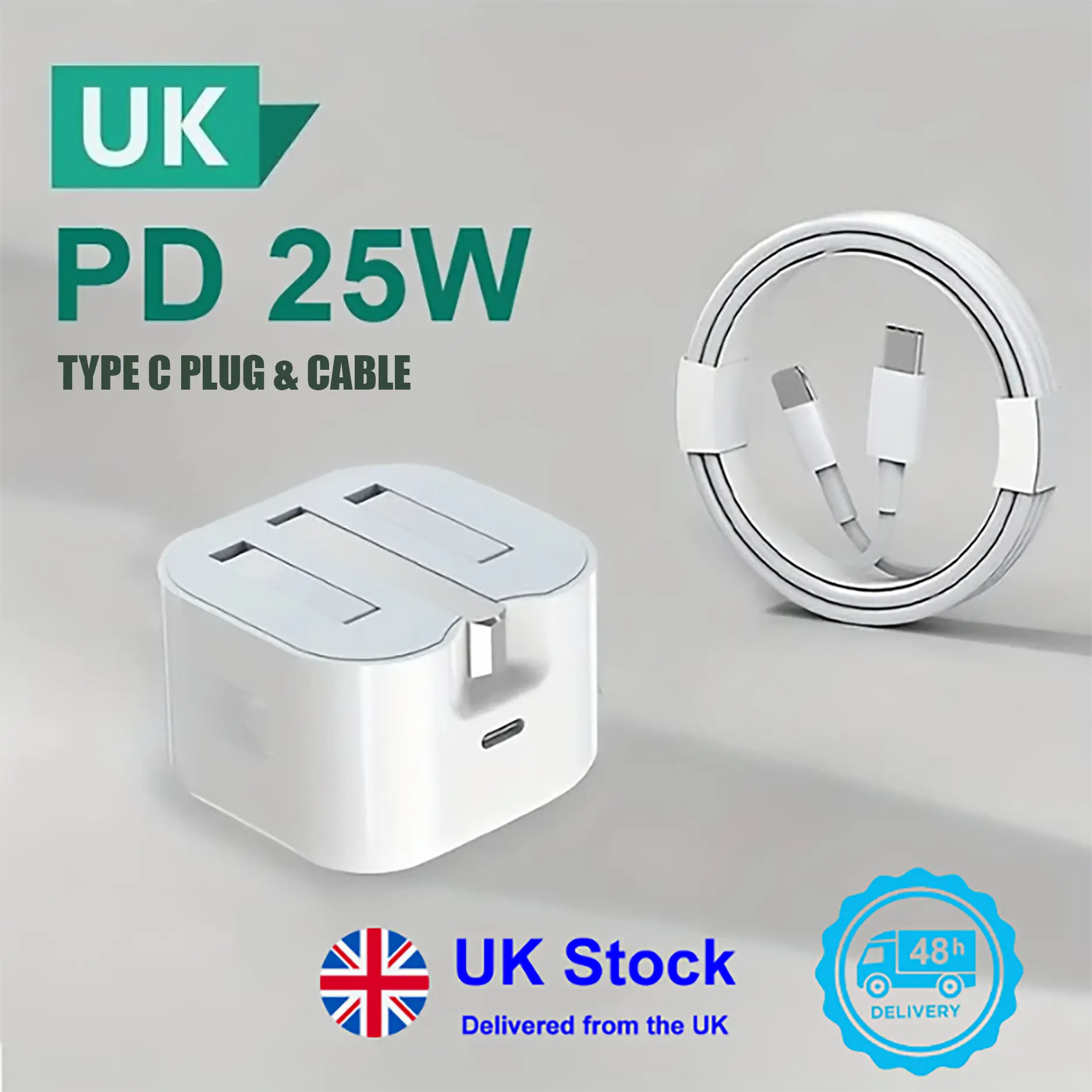 For iPhone 16 15 16 Pro & Samsung Fast 25W USB-C PD Plug Charger Adapter Cable & Type C Charging Cable Durable Lightning Cellphone Smartphone Electronic