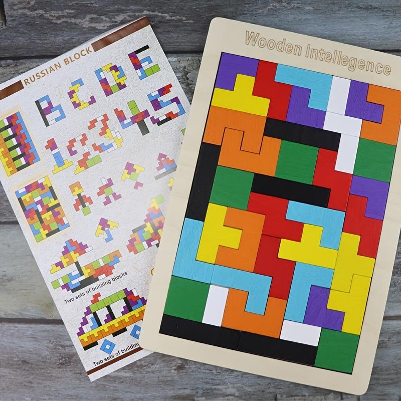 Product Introduction of Wooden Blocks Puzzle Brain Teasers Toy Tangram Jigsaw Intelligence Colorful 3D Russian Blocks Game STEM Educational Gift, Halloween, Christmas Gift, Thanksgiving Day Gift 8