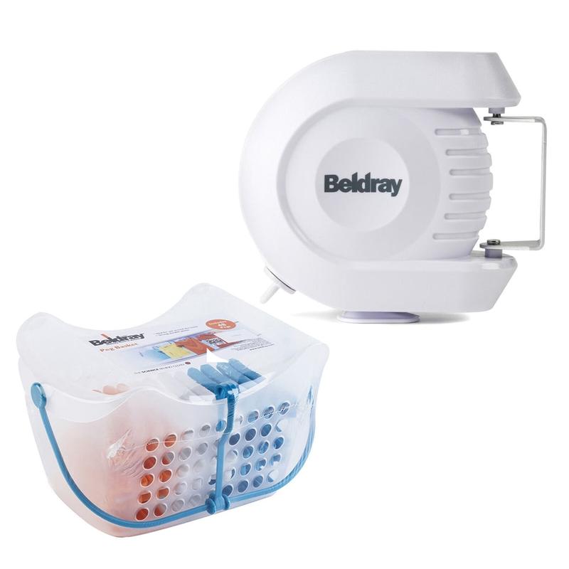 Beldray Retractable Washing Line with 48 Ultra Grip Pegs & Basket Indoor/Outdoor 0