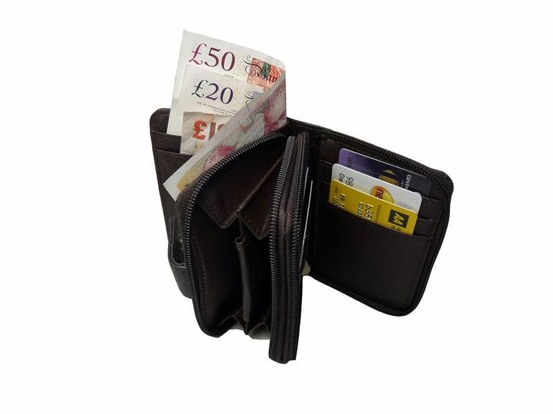 Ladies Leather Purse RFID BLOCKING - 6 Credit Card Spaces Zip Closure QL330K 1