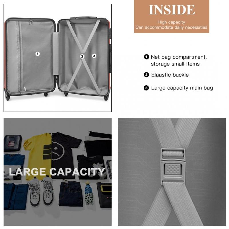 [MissLulu Bags] Horizontal Design ABS Hard Shell 19''/24''/28'' Suitcase with TSA Lock - Nude Pink 6