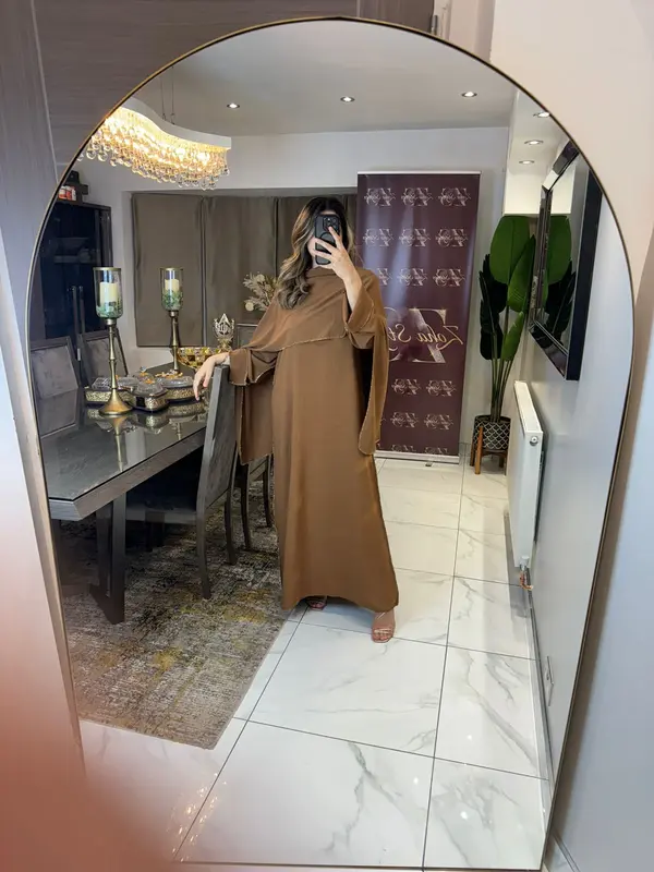 Women's Ladies New Gold edge Trim Scarf Maxi Abaya Dress Modest 4