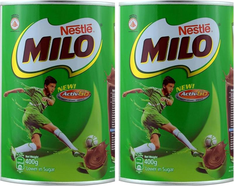 Milo Instant Malt Chocolate Drinking Powder Tin - 400g (Pack of 2) | Nourishing and Delicious Chocolate Malt Drink 1
