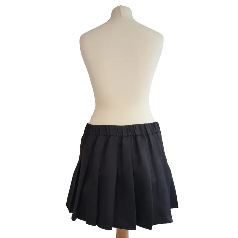 Black Pleated Mini Skirt with Ribbon Bow Accents 2