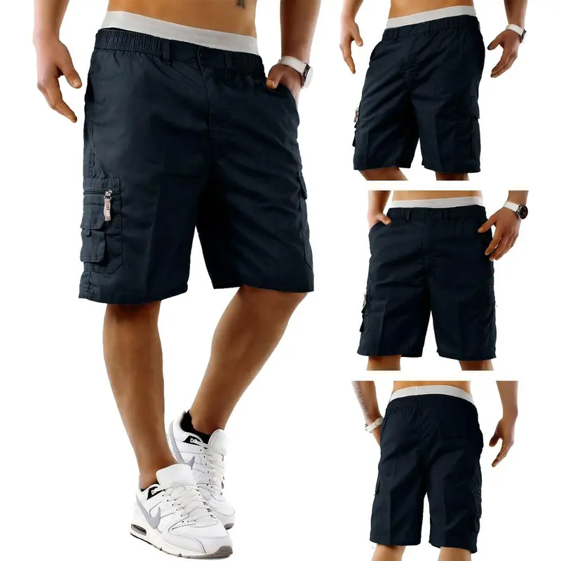 Mens Elasticated Waist Multi Pockets Cargo Shorts Combat Poly Cotton Pants M L XL 2XL 3XL 4XL 5XL 6XL Casual Menswear 5