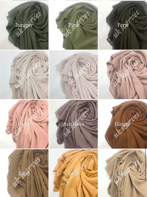 Chiffon Scarf Hijab High Quality Elegant Sarong Shawl Wrap Plain Maxi Soft