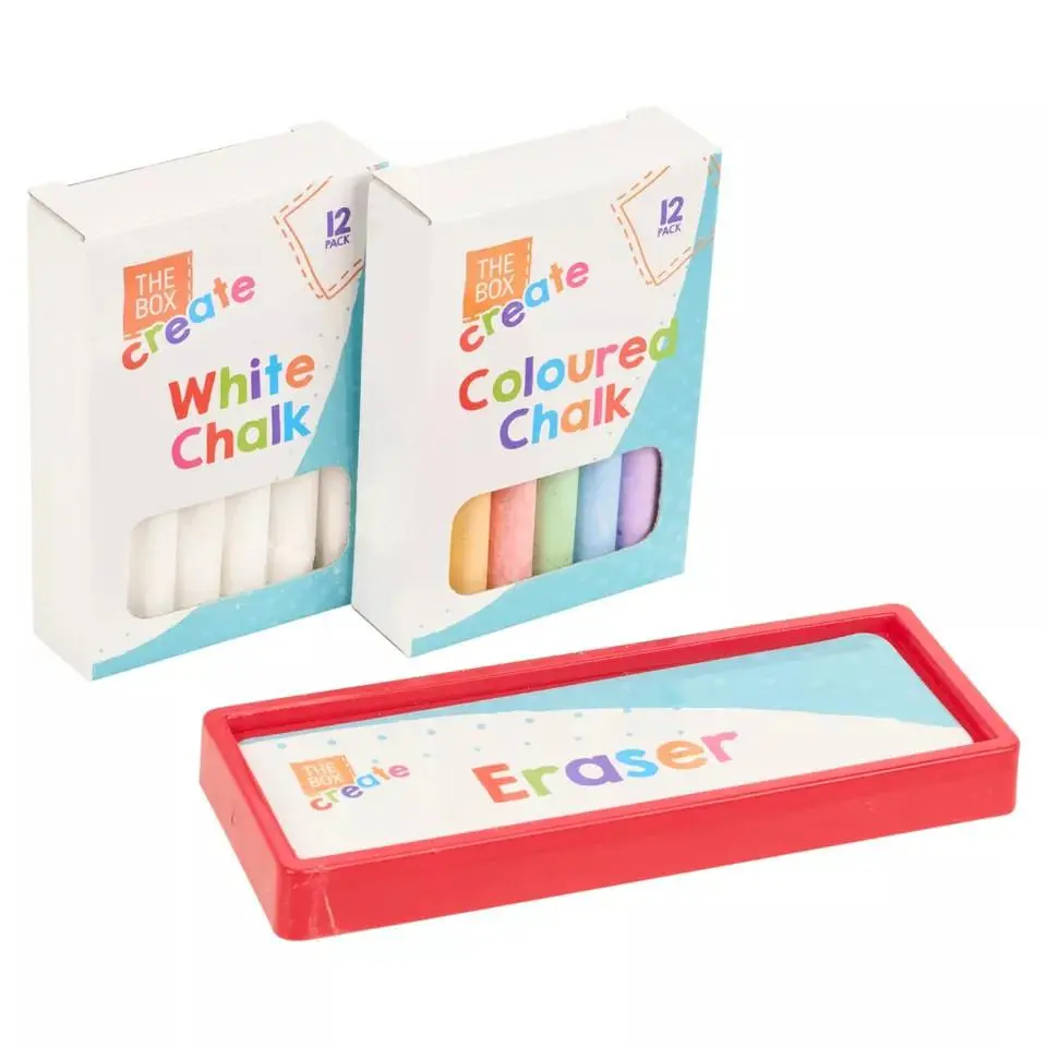 2-Pcs White Children's Chalk Set with Eraser