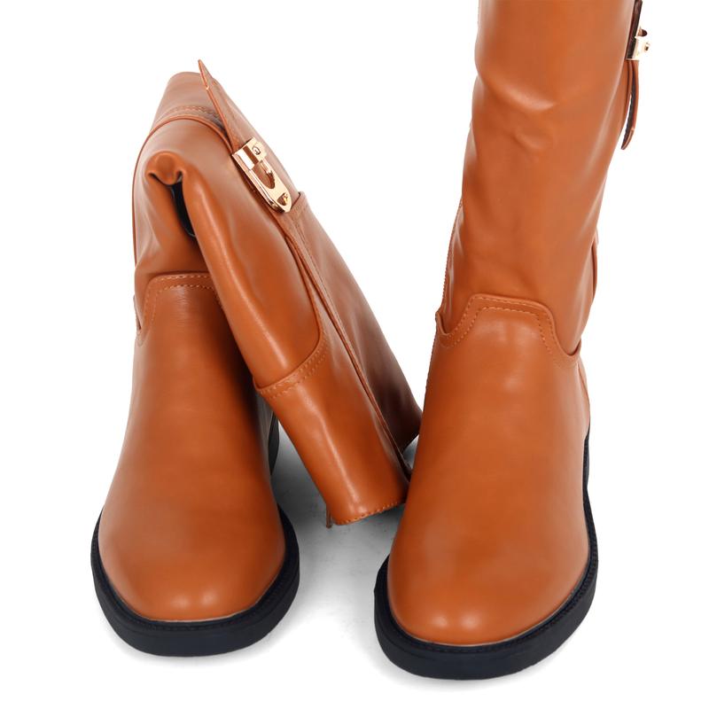 Product Introduction of SHUMOKO Women Chunky Ankle Boots  with Zip Women Knee High Boots Flat with Round Toe Women Full Zip Pull-on Boots with Flat Heel 3CM Women Black Brown Boots on youger trend Girl Walking Shoes Comfort Onyx Footwear Shoe Women Magic Stretch Boots 7