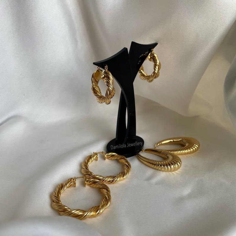 ‘Halle’ Gold/Silver Twisted Hoops - 3/5/6.5cm 4