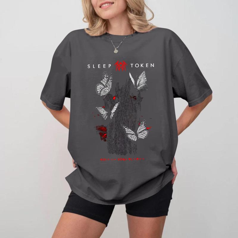 Sleep Token Butterflies Band Logo T-Shirt, Unisex Cotton For Fan For Men Women Tshirt 3