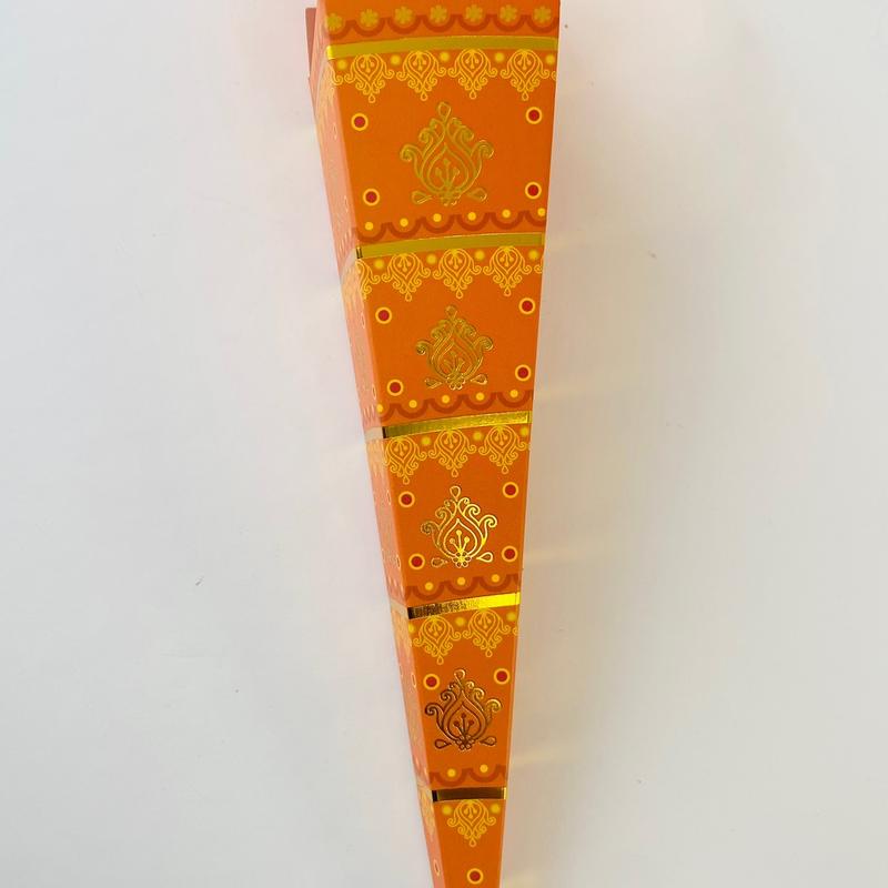 Desi Wedding Favours Mendhi Dholki Cone Favour Boxes Party Gifts Orange and Pink 3