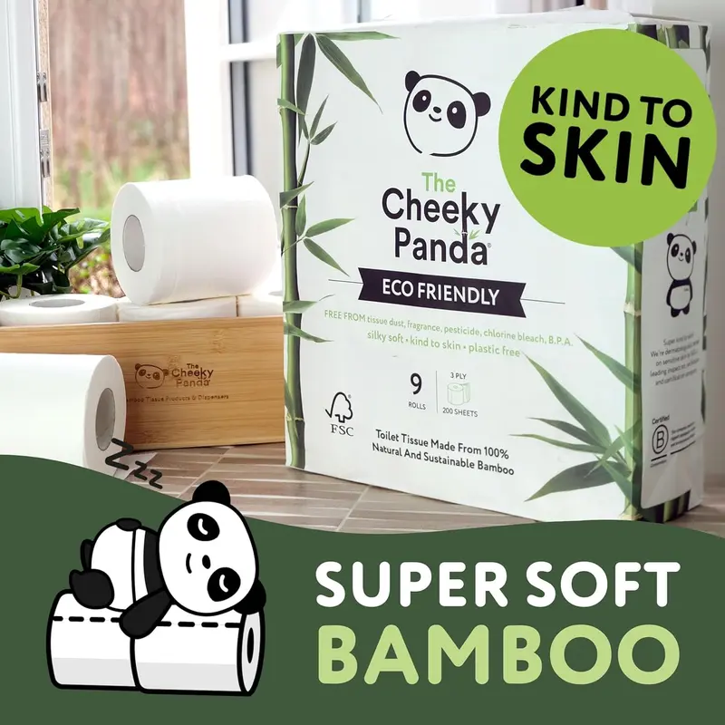 Bamboo Toilet Paper – 9 Rolls of Toilet Paper | Plastic Free Packaging and Sustainable Toilet Tissue | 100% Compostable 2