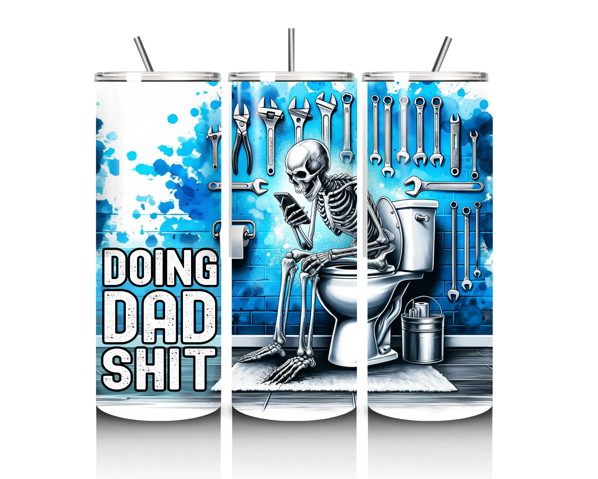 Doing Dad Sh*t Funny Dad Gift 20oz Stainless Steel Skinny Tumbler with Lid & Straw - Hot & Cold Water Bottle - Drinkware, Cup