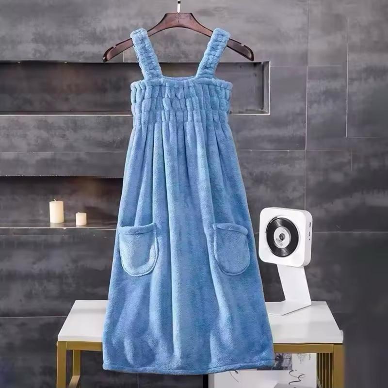 Women's Velvet Bath Towel Dress - Soft and Absorbent - Enlarged Vest Bath Skirt - One Size Fits All 3