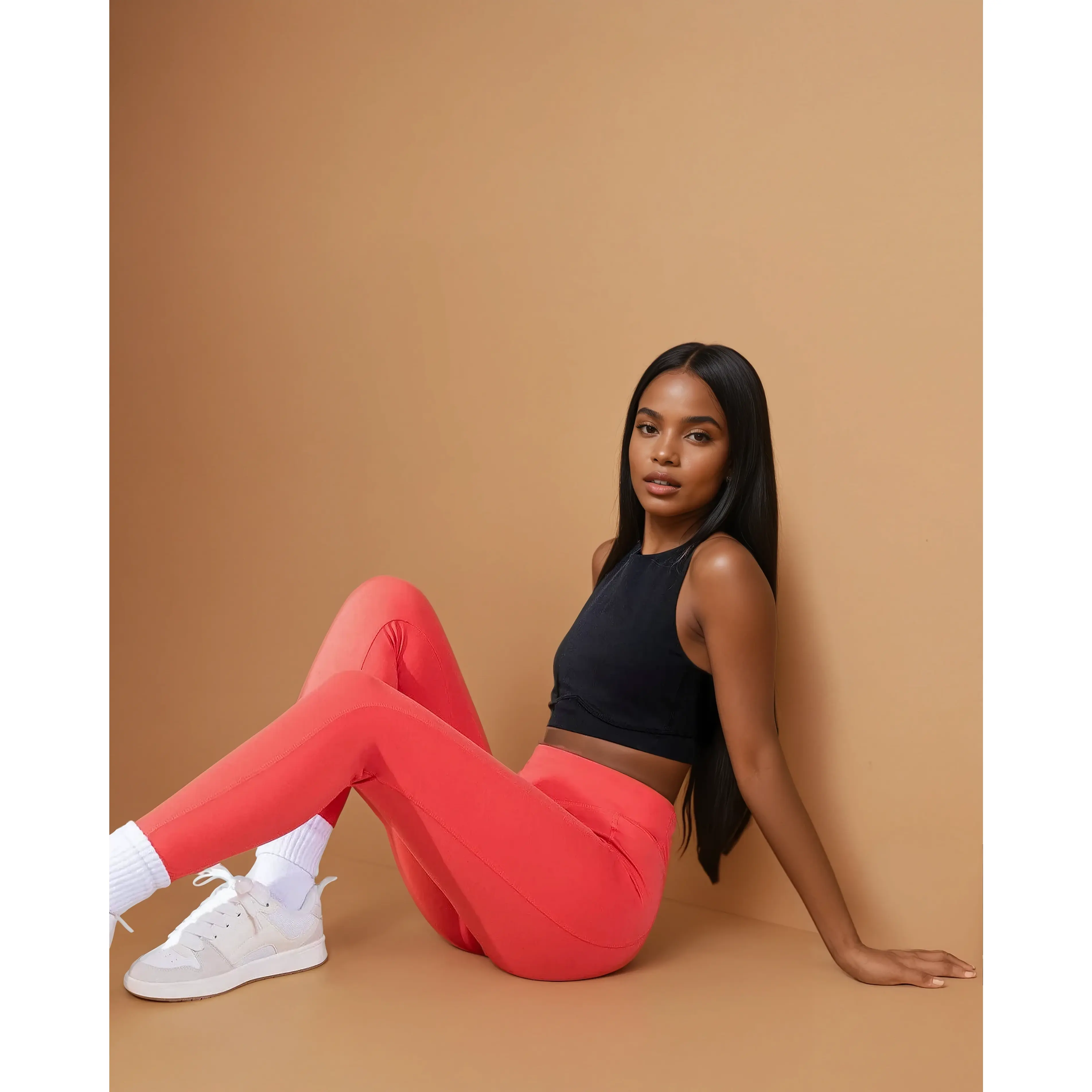 IRIS high waist leggings coral red viral