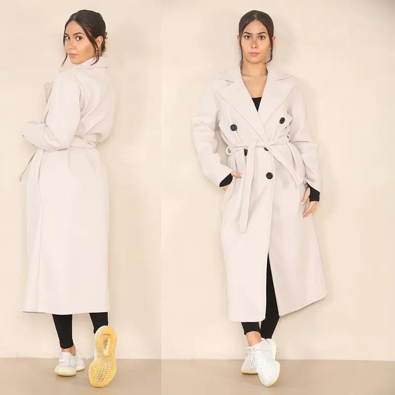WOMENS BUTTON LAPEL WAIST TIE SOFT THERMAL COAT Chic Collar / Pockets Fashion Essential Comfortable Belt Womenswear Casual Elegance Elegant Jackets 8-14 16-20 PLUS SIZE 1