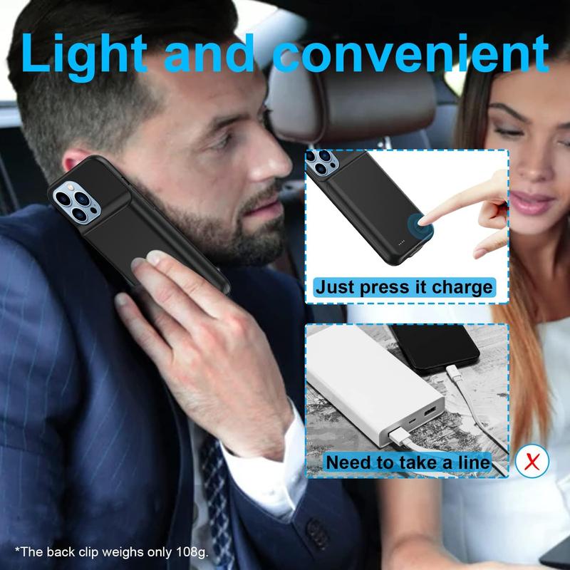 YISHDA Battery Case for iPhone 13 Pro, 7000mah Protective Rechargeable Battery Charger Case, Portable Charging Case for iPhone 13 Pro Extended Battery Charger Case,(6.1 inch, Black) 5