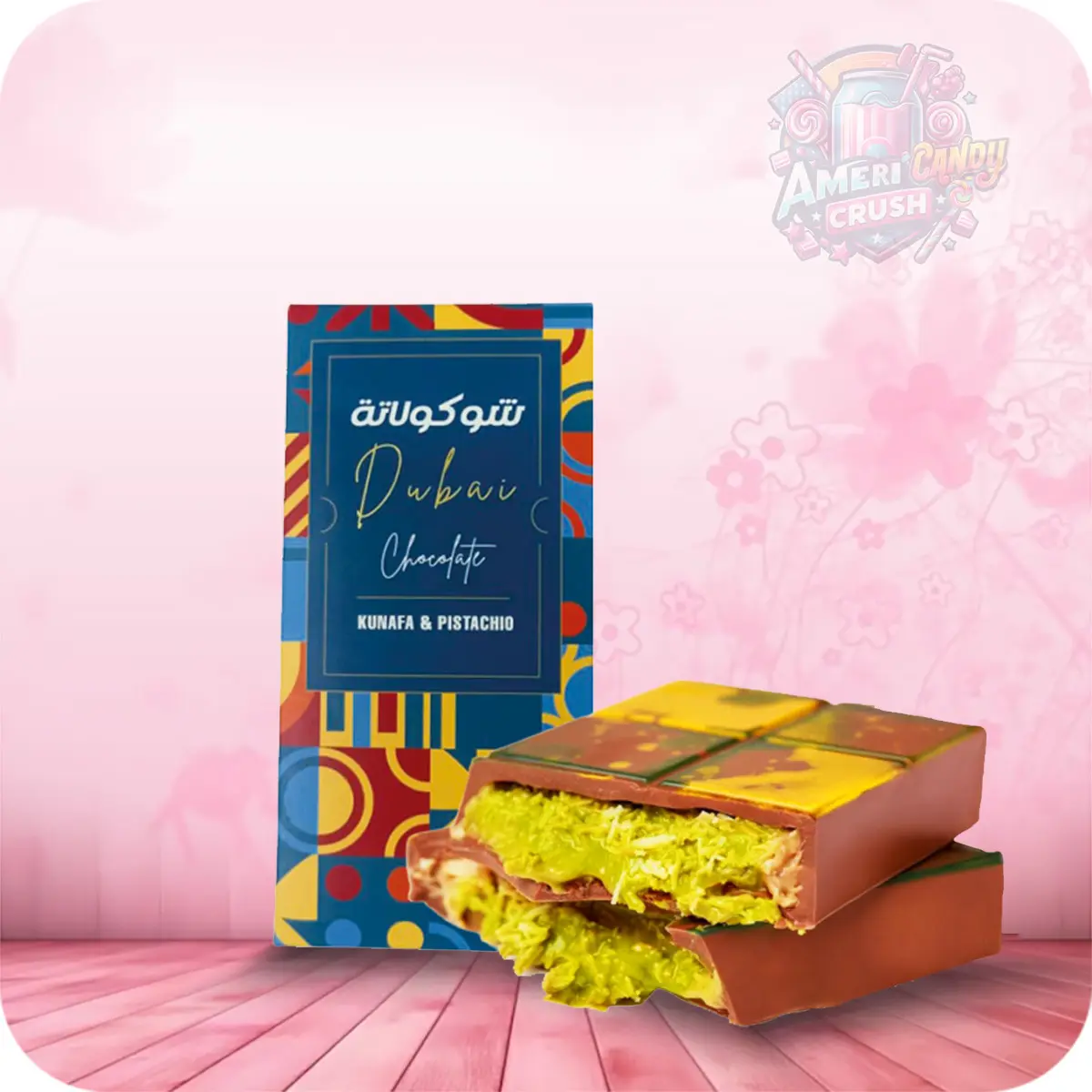 Dubai Chocolate Kunafa Pistachio 200g - Sweet and Nutty Flavors - UAE Import - Dessert, Snack Bonbon