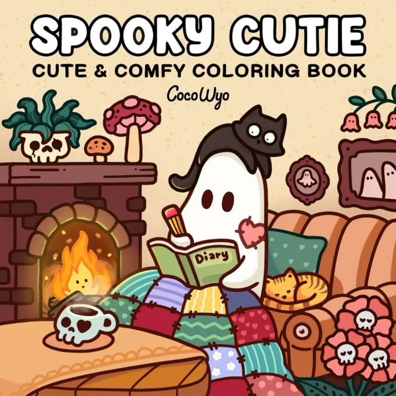 Coloring Book For Adults And Teens Halloween Theme Featuring Adorable Creepy Creatures In Cozy Moments For Relaxation Gift 7