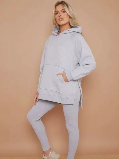 Womens Ladies Oversized Hooded Sweatshirt & Leggings Set Hoodie Lounge Tracksuit 6
