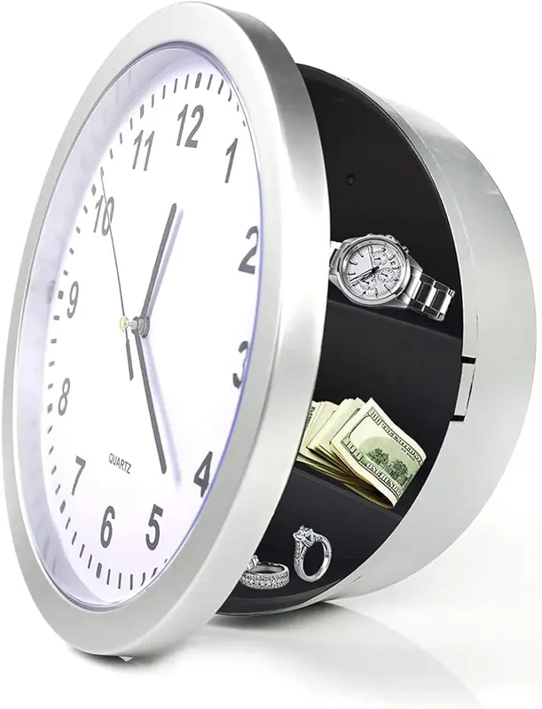 Secret Wall Clock Home Valuables Money Box Stash Cash Jewellery Gold Safe - Perfect for Safekeeping Your Valuables 6