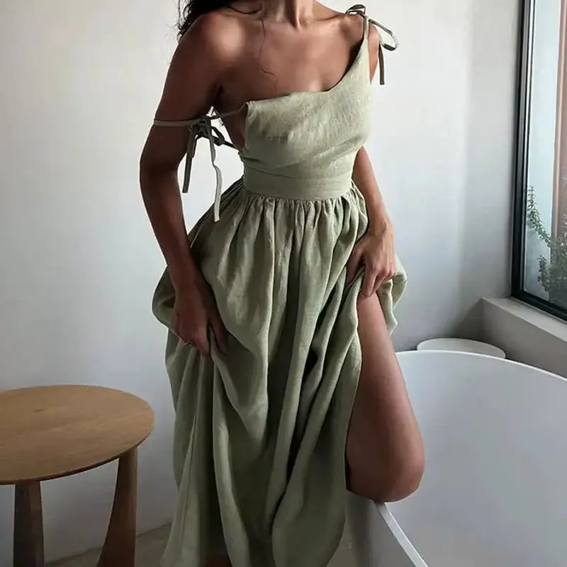 Summer elegant sexy women's dress Women's fashion dress halter dress V-neck sleeveless