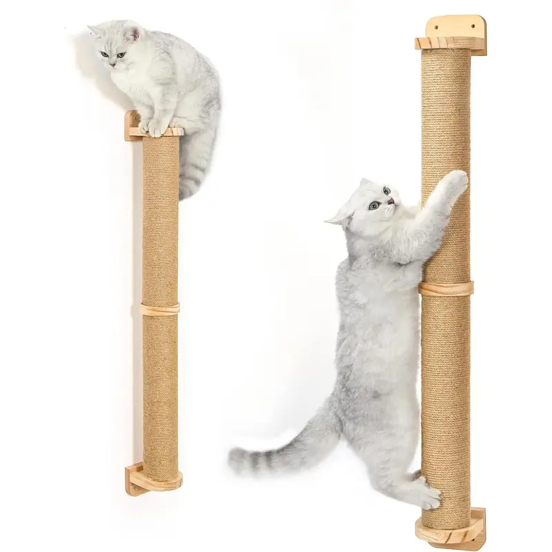 Wall Cat Tree - Space-Saving, Versatile Indoor Activity Center with Sisal Rope Scratching Board, Wooden Furniture, and Climbing Tube for Large and Small Cats - Perfect for Indoor 4