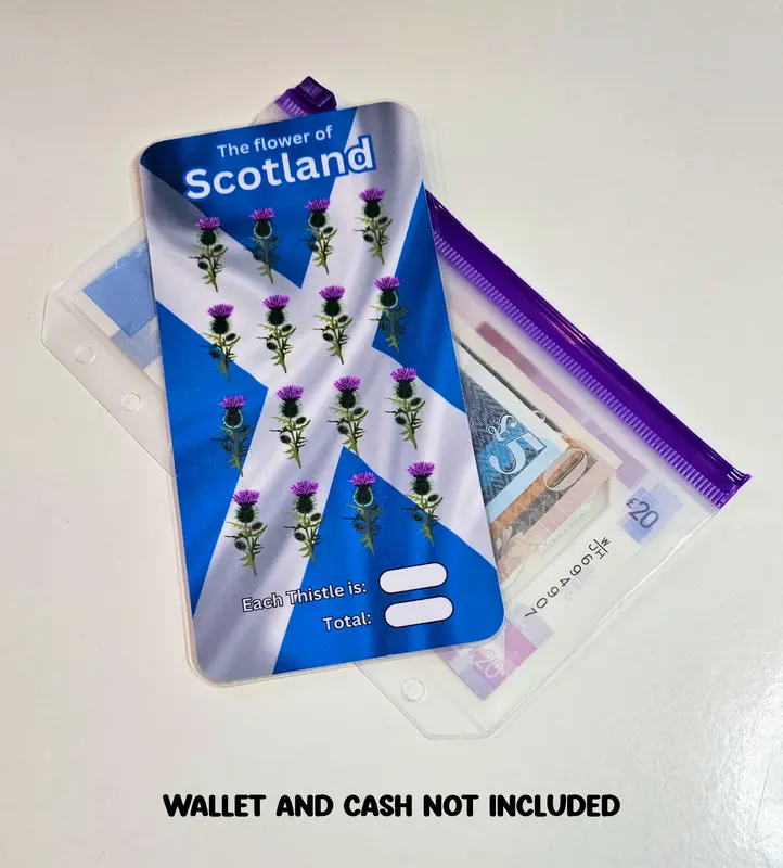 Flowers Of Great Britain Savings Challenges with Dashboard on back, 3x6in for cash envelopes, Lamination Options, Challenge Tracker uk stuffer 6