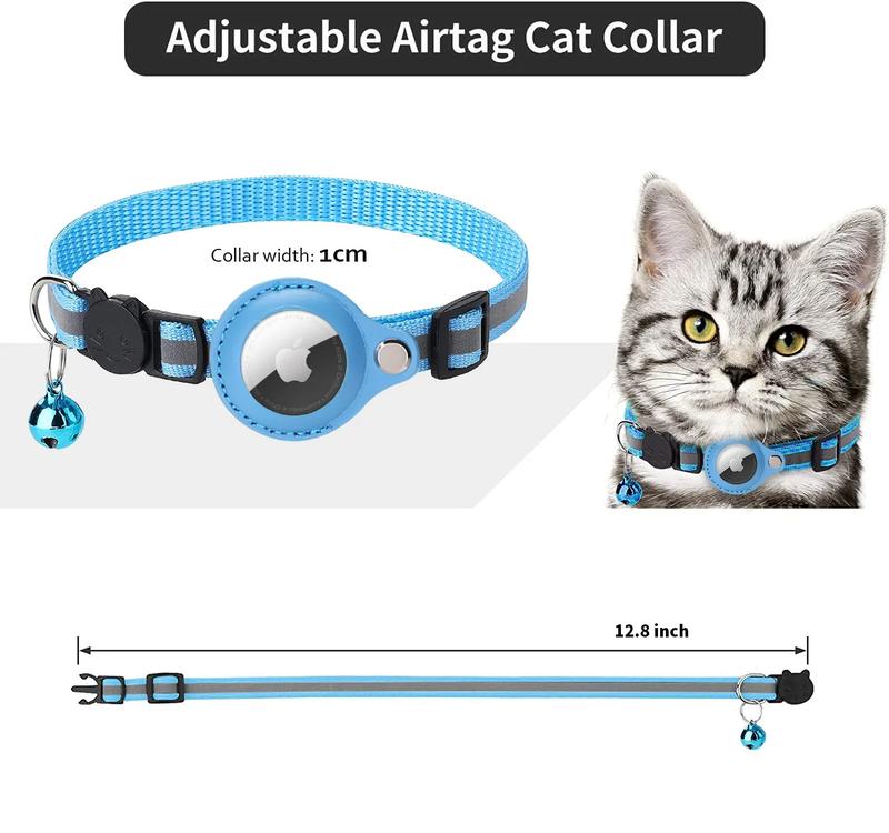 Reflective Airtag Cat Collar with Bell, Waterproof Holder for Apple Airtag, Anti-Lost Collar for Cats, Kittens and Small Dogs cat  airtag air tag collars apple  airtag orange non-customized cat  camera led  collar 4