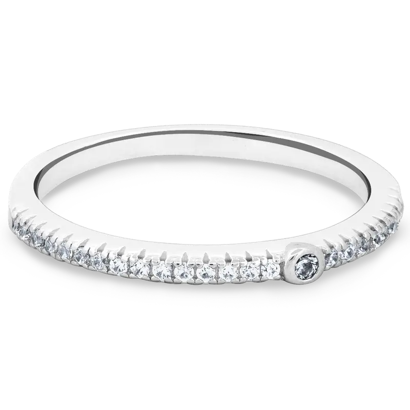 Sterling Silver Delicate Pave & Bezel CZ Eternity Ring 0