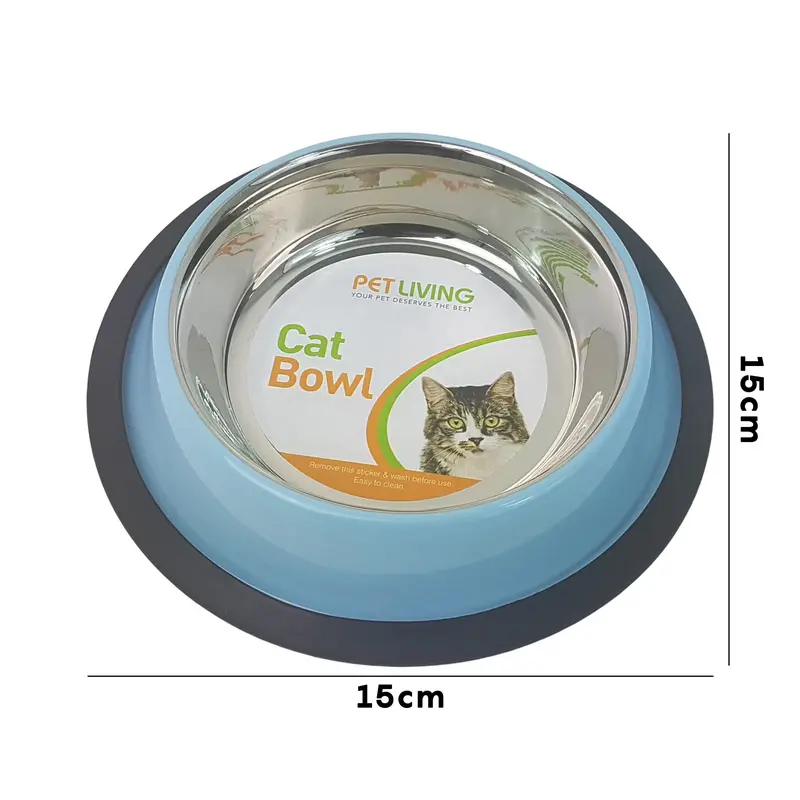 Pet Living Cat feeding Bowls Stainless Steel Food Water Feeder For Pet Dog Cat Pink Blue 2