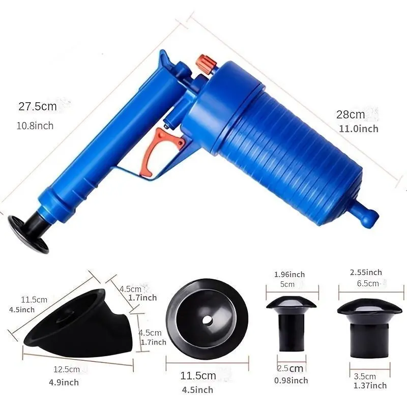 【2025】Pressure Drainage Pump with Accessories, Pneumatic Toilet Plunger, Manual Pump Cleaner, Air Pressure Drain Pump Pipe Dredge Tool for Toilet/Sink/Bathtub 1
