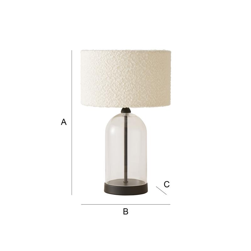 Jessy Black/Gold Glass Table Lamp with Cream Boucle Shade 8