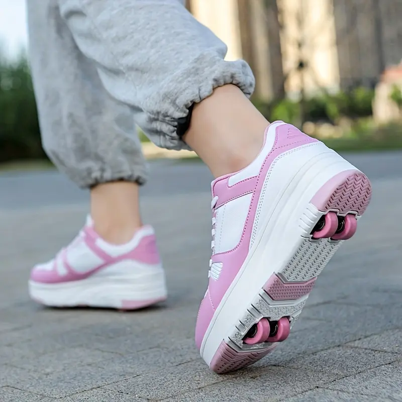 Comfy Lace Up Roller Shoes for Girls - Detachable Wheels for Outdoor Fun 3