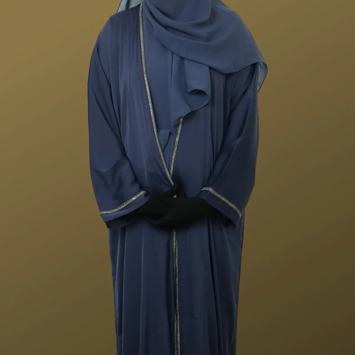 Azure Splendor' - Immerse Yourself in Luxury with Our Navy Blue Elegance Abaya