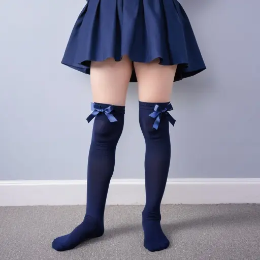 3 Pairs Girls Knee High School Socks Cotton Socks with Fluffy Ribbons Bow, Back to School Socks Uniform Party Wear Long Socks Girls Bow Knee High School Socks 5