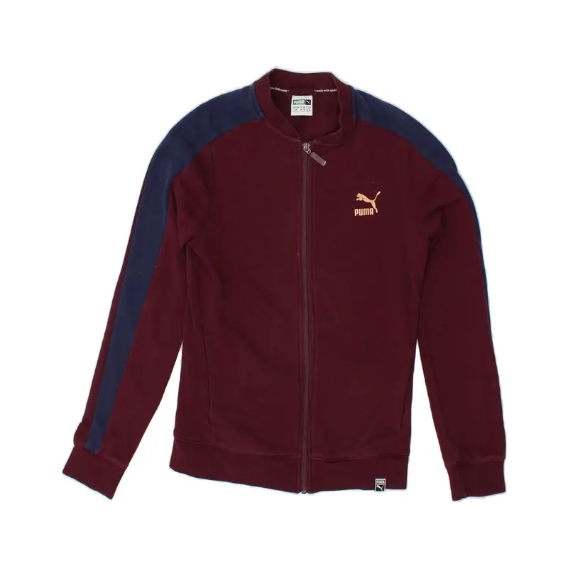 Pre-Owned Vintage PUMA Womens Tracksuit Top Jacket UK 10 Small  Burgundy Colourblock Cotton 0