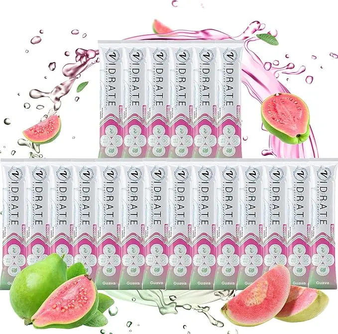 ViDrate Electrolyte Powder Hydration Sachets - Guava Flavor, Sugar-Free, 20 Sachets - Sport, Beverage Energy Drink