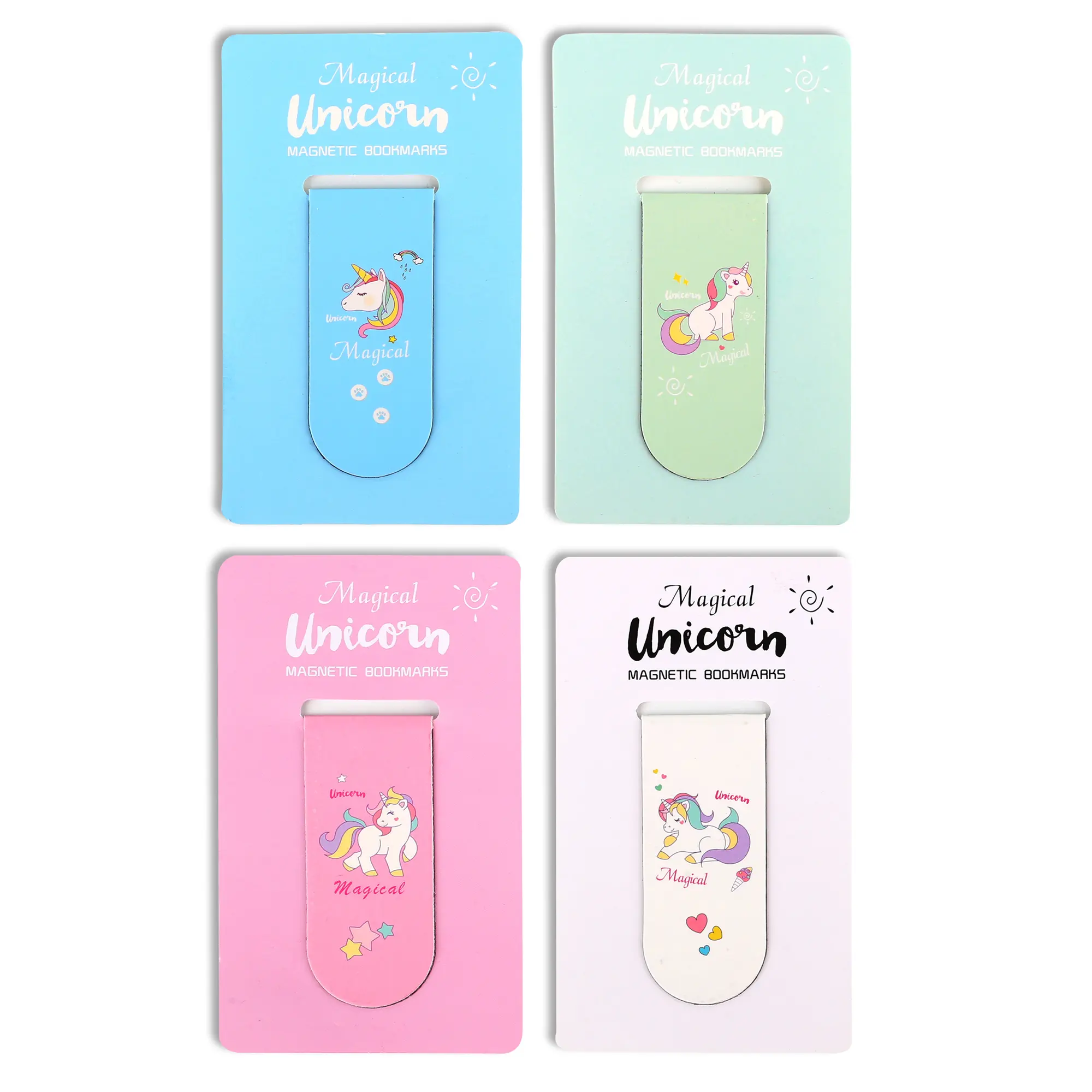 Magnetic Bookmark Set of 4 – Cute Unicorn Design for Book Lovers